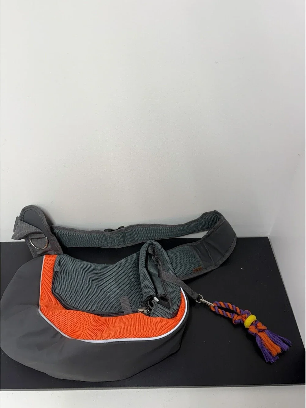 Yudodo Pet Dog Sling Crossbody Carry Bag w/ Mesh & Pockets Size S Gray & Orange